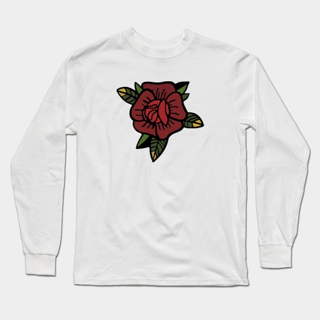 Classic Tattoo Inspired Rose Long Sleeve T-Shirt by DeadBeatElite